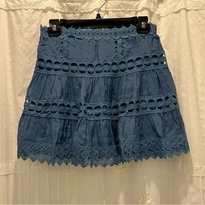 Elan Blue Ruffle Skirt